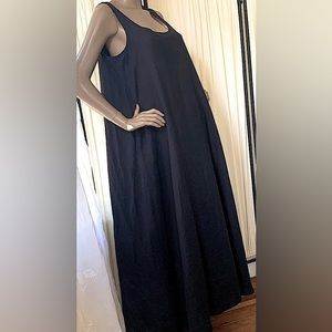 Pure DKNY A Line Sleeveless Scoop Neck Linen Maxi Dress Size Small